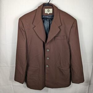 Vintage 70s Trophy USA Brown Textured Blazer Men 42R Retro Jacket Rayon Acetate